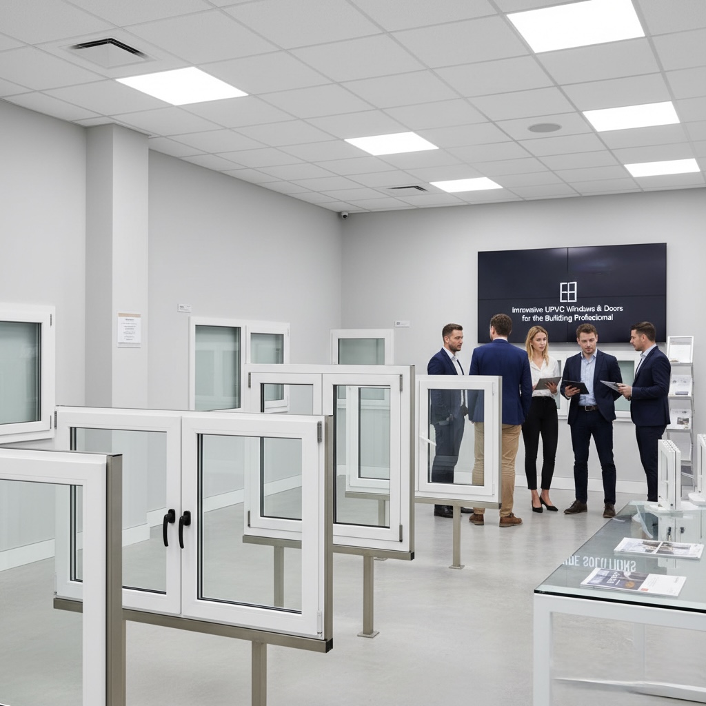 uPVC window displays in a showroom-style setting for trade customers